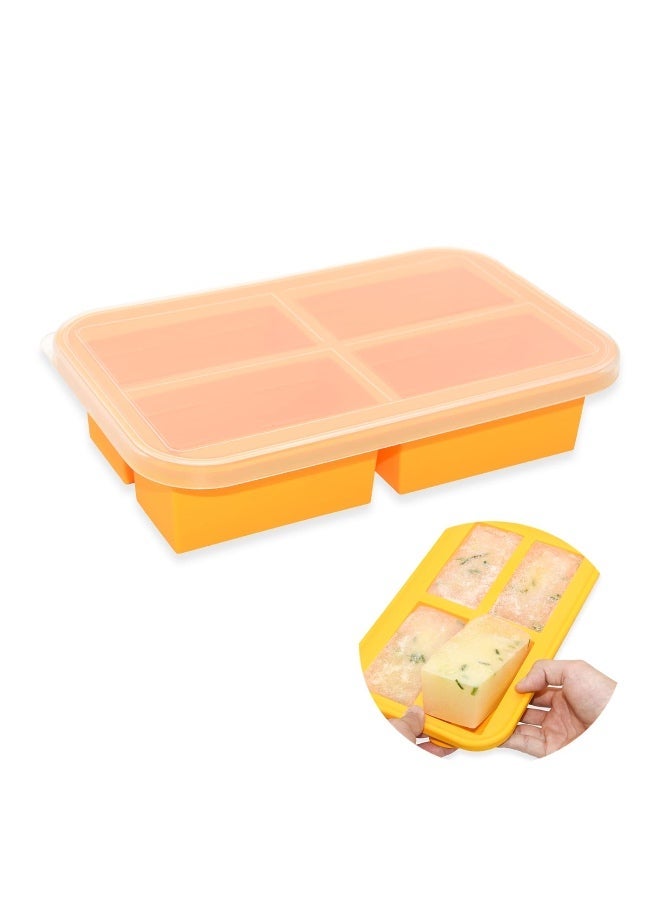 Chabeia Ice Cube Tray with Lid, Silicone Freezing Tray, Baby Food Freezer Trays, Souper Cubes Silicone for Soup Sauce Meal Prep,300ml Portion - Image 2