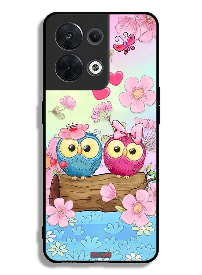 Tolwak Oppo Reno8 5G Protective Case Cover Cute Owls Art - Image 2