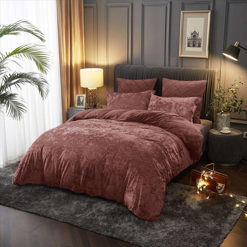 irtree Comforter Set Duvet Cover Set Polyester Quilt Cover Set 1 Comforter Cover and 2 Pillowcases Greek Velvet Binding Comforter Cover Twin King California King Duvet Cover King104x90 - Image 1