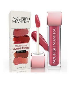 Nourish Mantra’s Jashn E Gulab Lipstick  3.5ml  Creamy Matte Liquid Lipstick with SPF Water Proof Smudge Proof Transfer Proof Long Lasting Suits All Skin Tones