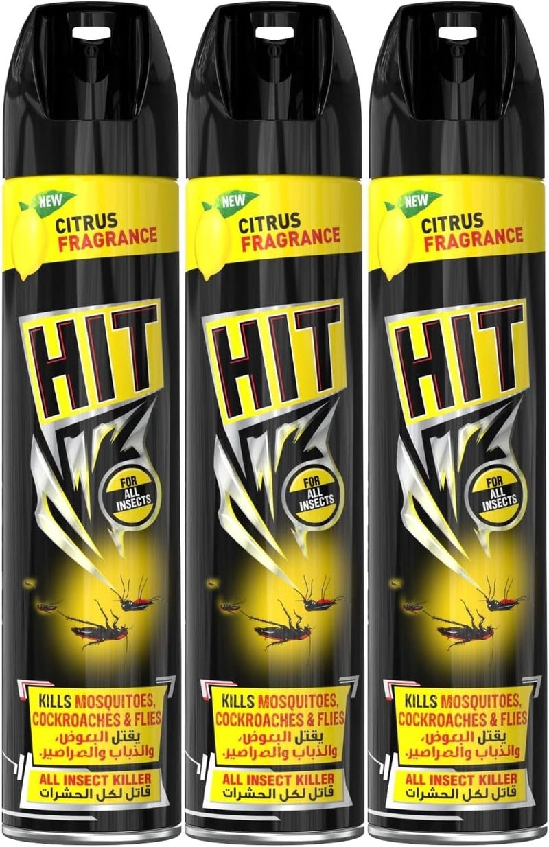 HIT رذاذ قاتل الحشرات برائحة الحمضيات 300 مل، عبوة 3 - Image 1