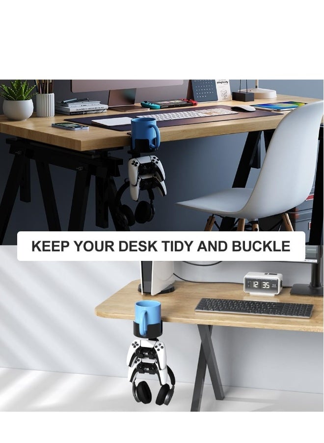 Generic 360° Rotating Desk Controller Headphone Holder - Larger Desk Cup Holder with Adjustable Headset Hanger Controller Stand | Clamp On Desk Organizer | Gaming Desk Accessories - Image 4