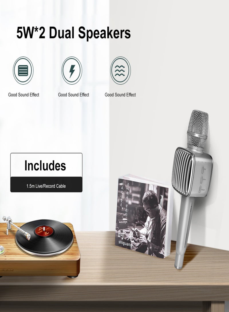 توسينج مشغل كاريوكي TOSING G1 لاسلكي مزود بميكروفون بلوتوث 5.0 ومكبر صوت للتسجيل والغناء المباشر وميكروفون قابل لإعادة الشحن بقوة 2600 مللي أمبير في الساعة TWS للغناء الثنائي للهواتف الذكية والكمبيوتر اللوحي والتلفزيون - Image 3