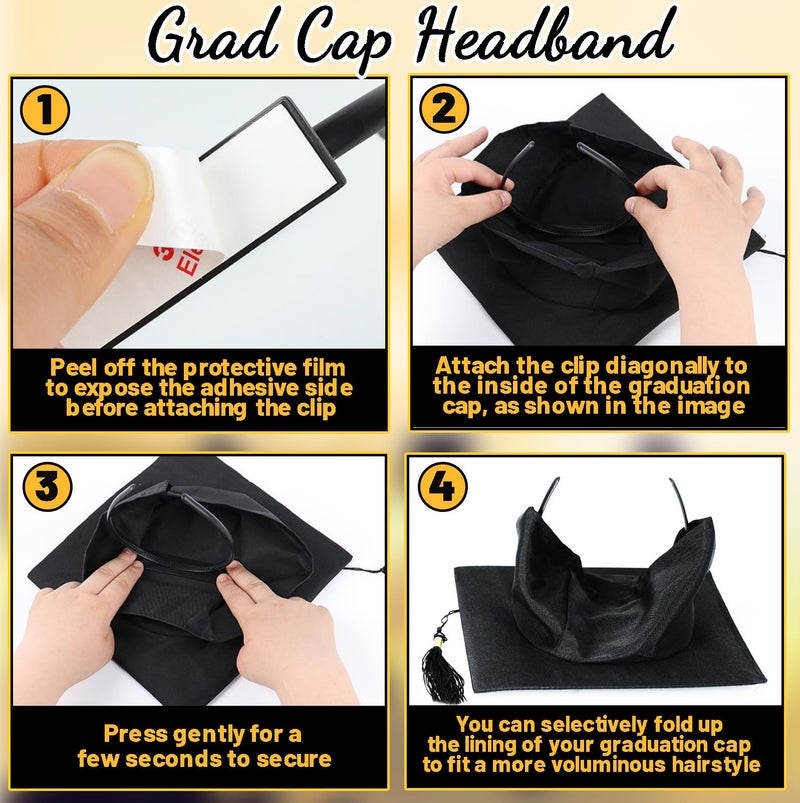 Pirekul Graduation Cap Headband Insert, Grad Cap Headband Holder - Secures Your Graduation Caps & Keeps Hairstyle, Hat Accessories for Graduates, Students, Women - Image 3