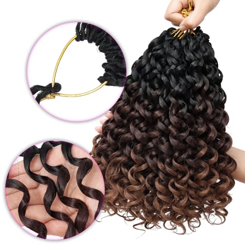 Eerya 7 Packs GoGo Curl Crochet Hair 10 Inch Short Curly Crochet Hair for Women Beach Curl Water Wave Deep Twist Crochet Braids Synthetic Braiding Hair Extensions (10 Inch,T1B/4/30) - Image 5