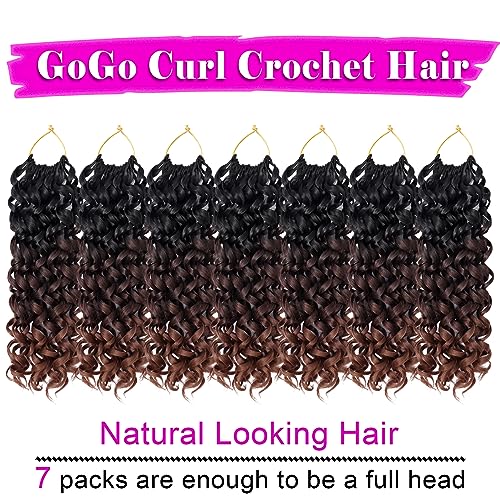Eerya 7 Packs GoGo Curl Crochet Hair 10 Inch Short Curly Crochet Hair for Women Beach Curl Water Wave Deep Twist Crochet Braids Synthetic Braiding Hair Extensions (10 Inch,T1B/4/30) - Image 2