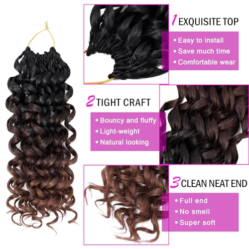 Eerya 7 Packs GoGo Curl Crochet Hair 10 Inch Short Curly Crochet Hair for Women Beach Curl Water Wave Deep Twist Crochet Braids Synthetic Braiding Hair Extensions (10 Inch,T1B/4/30) - Image 4