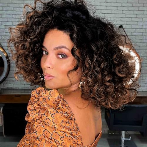 Eerya 7 Packs GoGo Curl Crochet Hair 10 Inch Short Curly Crochet Hair for Women Beach Curl Water Wave Deep Twist Crochet Braids Synthetic Braiding Hair Extensions (10 Inch,T1B/4/30) - Image 1