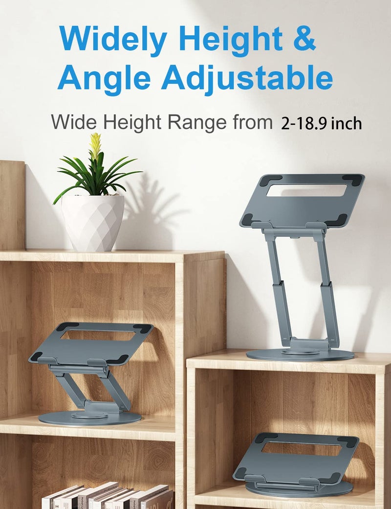 proffisy Laptop Stand for Desk Sitting/Standing Laptop Riser with 360 Degree Rotation Height Adjustable up to 18.9-inch Ergonomic Aluminum Laptop Stand for 11-17.3 inch Laptop Office Home,Grey - Image 5