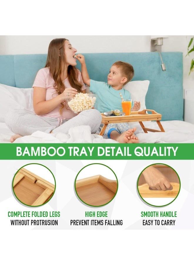 MOMENT Bamboo Food Serving Platter Wooden Tray Bamboo Bed Tray Table With Folding Legs Foldable Breakfast Tray Bed Drawing Table Serving Tray. 45*25cm - Image 3