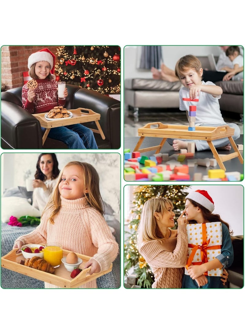 MOMENT Bamboo Food Serving Platter Wooden Tray Bamboo Bed Tray Table With Folding Legs Foldable Breakfast Tray Bed Drawing Table Serving Tray. 45*25cm - Image 4