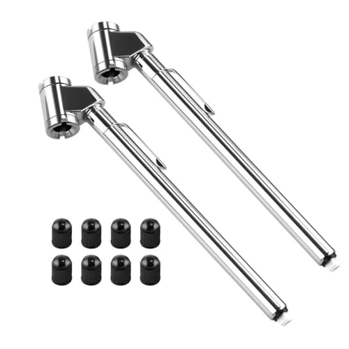 MAKABEE Pencil Tire Pressure Gauge, Dual Head Trucks Air Gage, Accurate Mechanical Dually Chuck Wheel Service Checker, Stainless Steel Stem for Car RV ATV Motorcycle Bike, 5-50PSI (Silver, 2 Pack) - Image 1