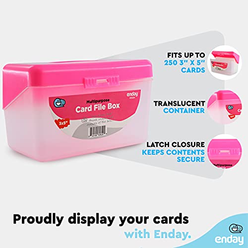 Enday Index Card Holder Pink, 3x5 Note Flash Card Organizer Case, Index Card File w/flip top, Notecard Recipe, Holder, Holds 250 Cards, Also Available in Purple, Red, Green, Blue, Grey (1 PC) - Image 4