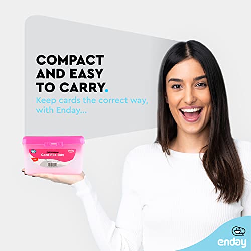 Enday Index Card Holder Pink, 3x5 Note Flash Card Organizer Case, Index Card File w/flip top, Notecard Recipe, Holder, Holds 250 Cards, Also Available in Purple, Red, Green, Blue, Grey (1 PC) - Image 2