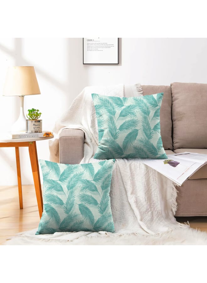  انتكس بيت الستائر وسادة بيلا من الكتان المخملي من إنتكس هوم - نقشة أوراق الشجر - قماش أنيق ومتين لغرف المعيشة - قطعتان - Image 1