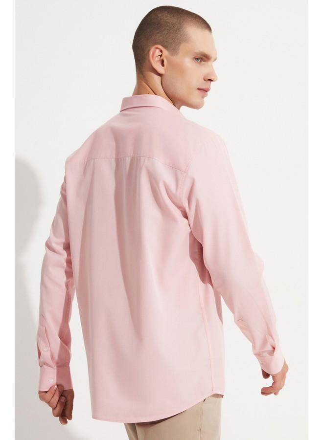 جون قميص رجالي بأكمام طويلة بقصة عادية بنقشة سلموني - Image 3