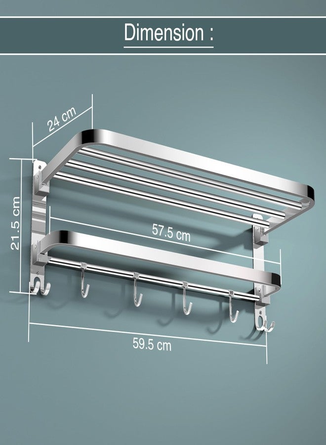 Ruboxa Towel Rack for Bathroom/Stainless Steel Towel Bar/24 Inch Towel Holder with Towel Rod/Bathroom Accessories - (Chrome) - Image 3