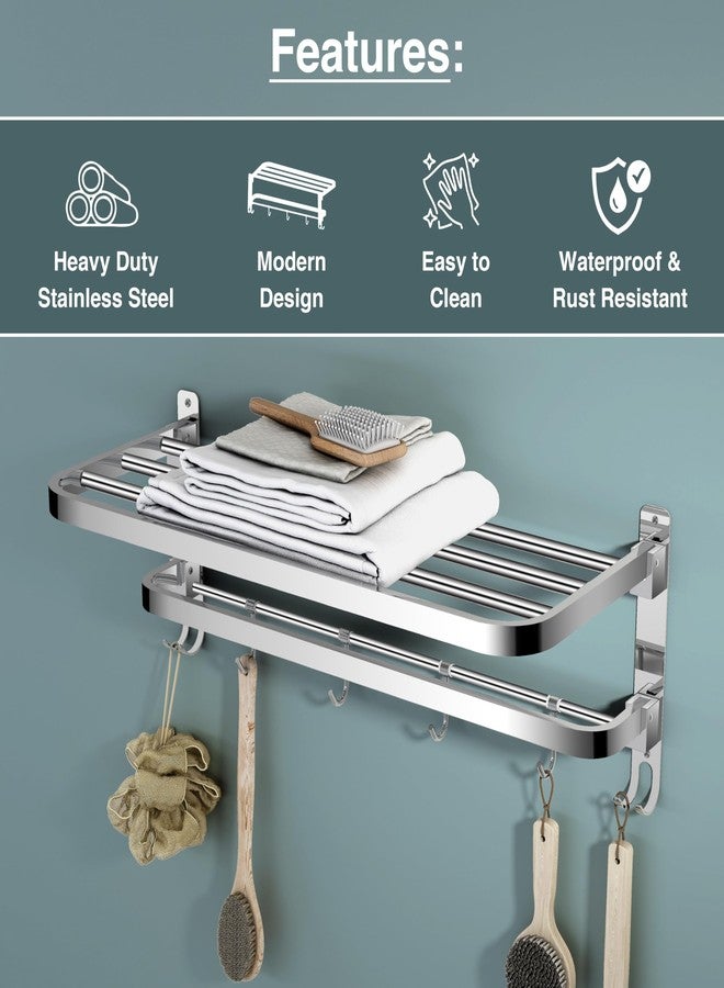 Ruboxa Towel Rack for Bathroom/Stainless Steel Towel Bar/24 Inch Towel Holder with Towel Rod/Bathroom Accessories - (Chrome) - Image 2