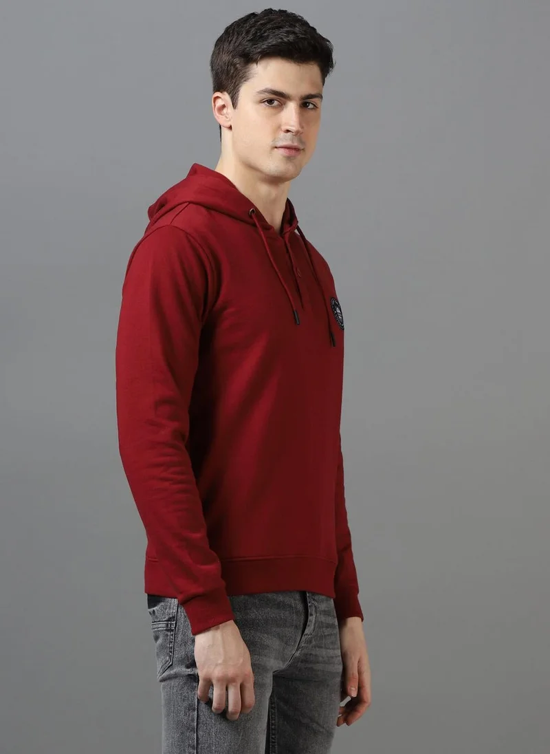 Urbano Fashion  Urbano Fashion Men's Maroon Cotton Solid Button Hooded Neck Sweatshirt for Men | Best Price UAE