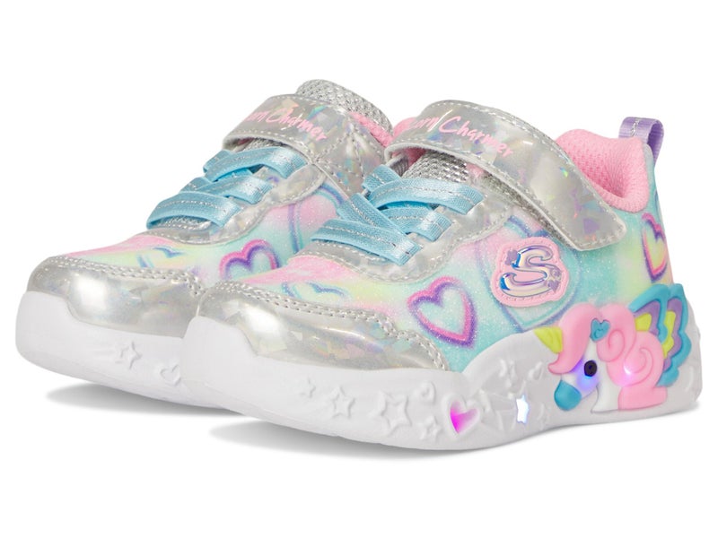SKECHERS Girls Unicorn Charmer Sneaker, Silver/Multi, 10 Toddler - Image 1