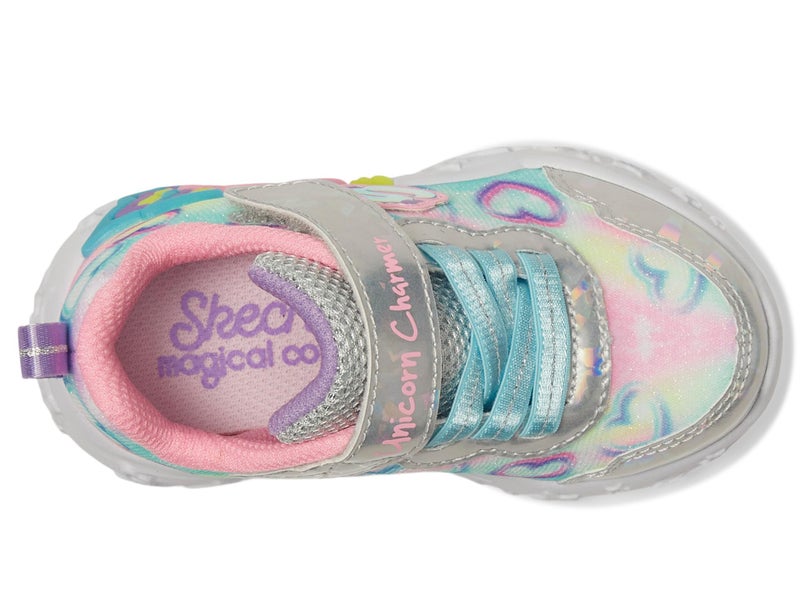 SKECHERS Girls Unicorn Charmer Sneaker, Silver/Multi, 10 Toddler - Image 2