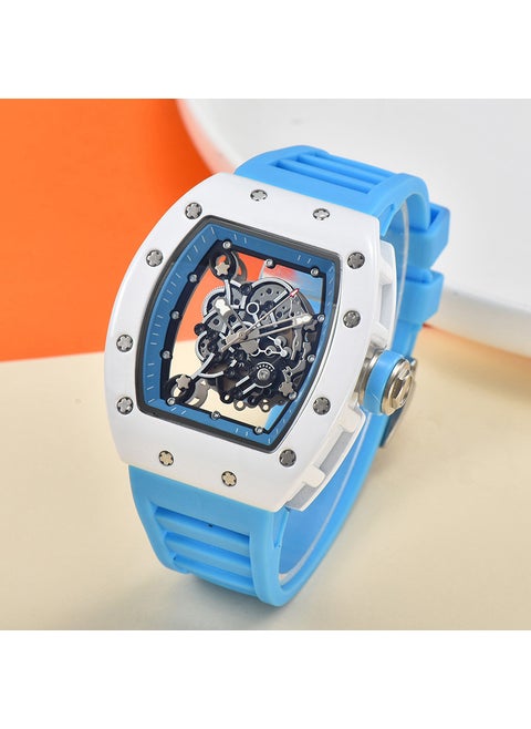New Hollow-Out Tiger Head Unisex Mechanical Watch Sky Blue