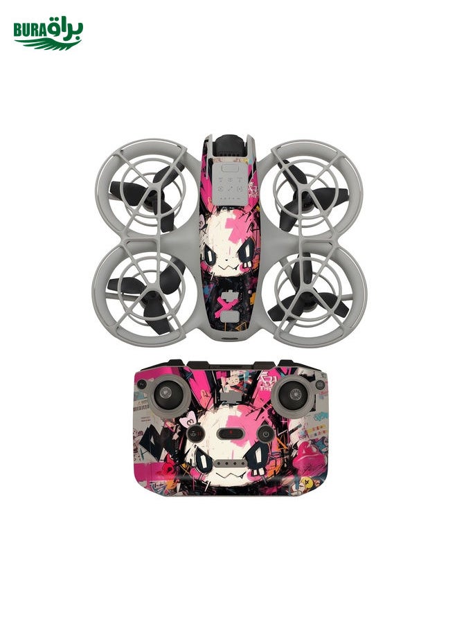 BURAQ For DJI Neo Drone Body Remote Control Protective Sticker(Pink Rabbit)  - Image 1