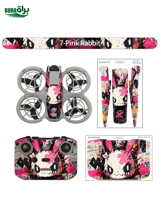 BURAQ For DJI Neo Drone Body Remote Control Protective Sticker(Pink Rabbit)  - Image 3
