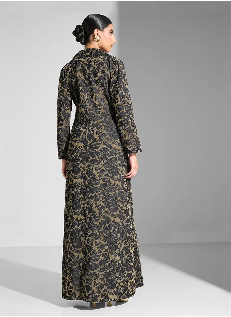 جولدن ابل Printed Long Sleeves Maxi Dress