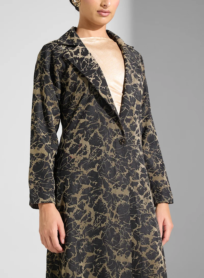 Golden Apple Printed Long Sleeves Maxi Dress
