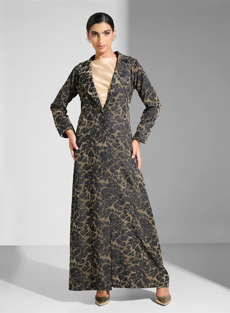 Golden Apple Printed Long Sleeves Maxi Dress