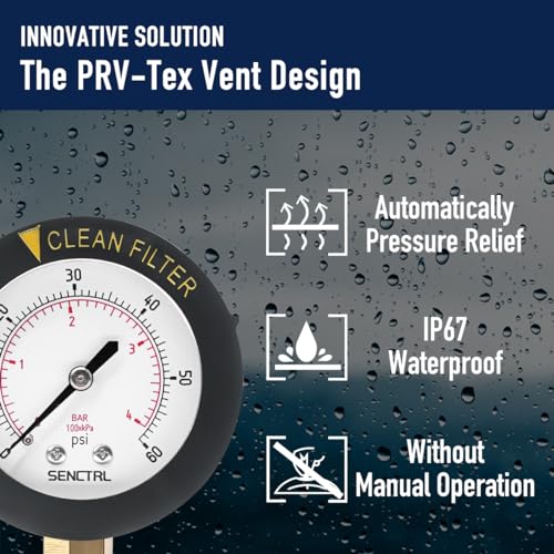 SENCTRL 0-60 Psi Pool Filter Pressure Gauge, 2 inches Dial, 1/4 NPT Lower Mount, Stainless Steel Case, Waterproof, Clean Filter Indicator, for Swimming Water Pump Spa Aquarium Pressure Test - Image 5