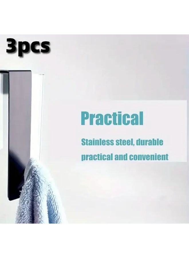 3pcs Heavy Duty Stainless Steel No Drill Door Hooks Adhesive Screw Mount Wall Mounted - Image 4