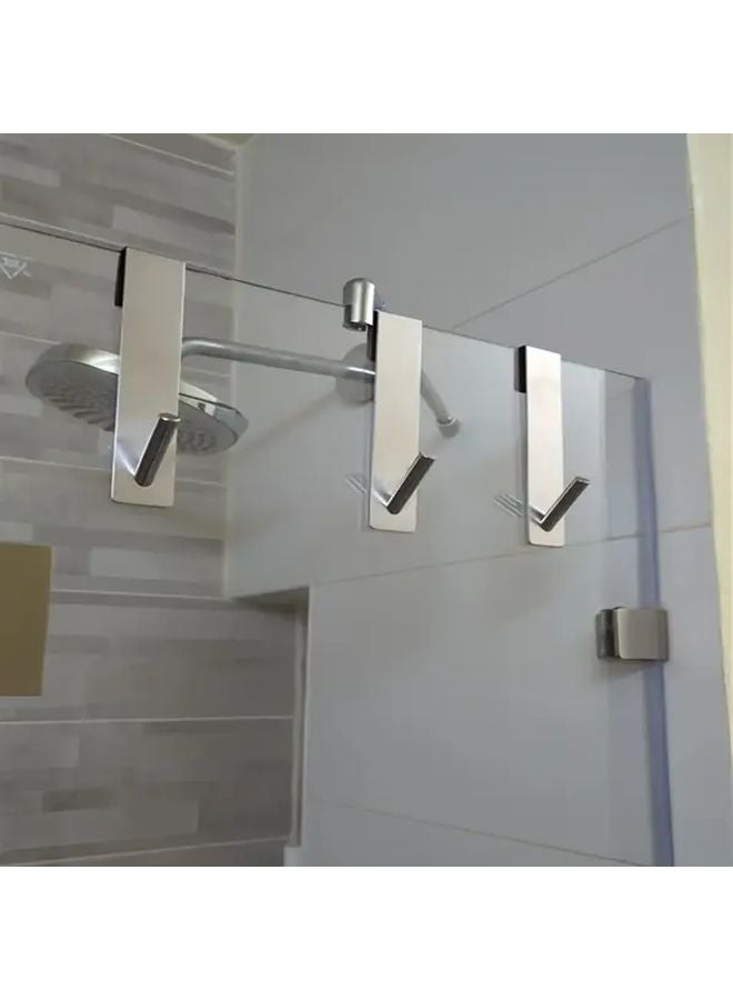 3pcs Heavy Duty Stainless Steel No Drill Door Hooks Adhesive Screw Mount Wall Mounted - Image 2