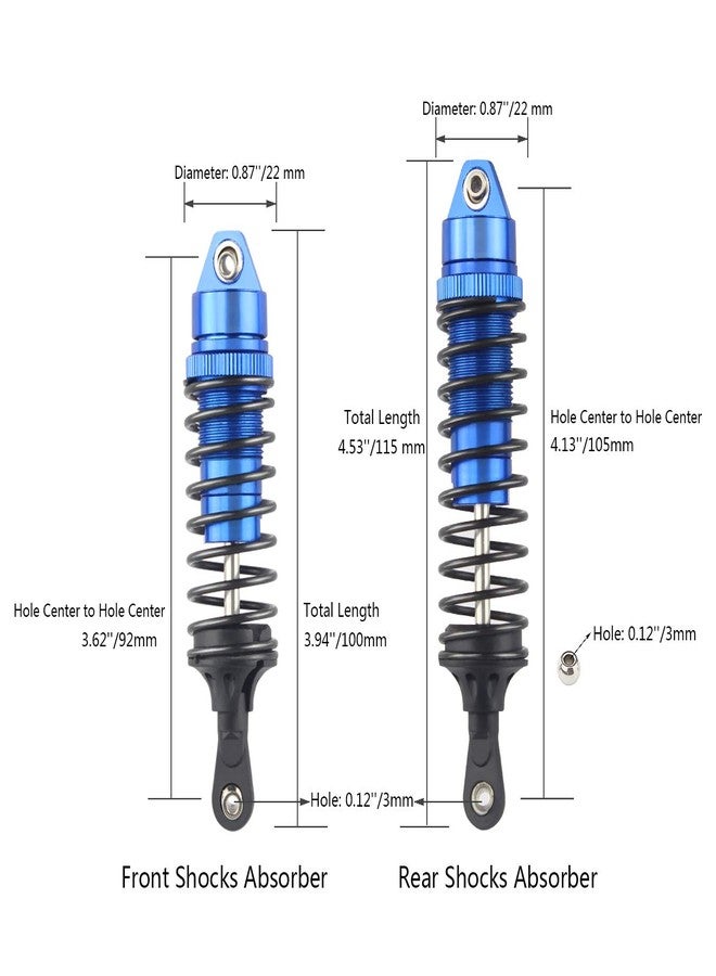 Hosim Shock Absorber Front & Rear, Springs Damper Aluminum Alloy for Traxxas 1/10 Slash 4x4 4WD RC Cars Replacement Upgrades Hop-up Parts (4pcs) - Image 2