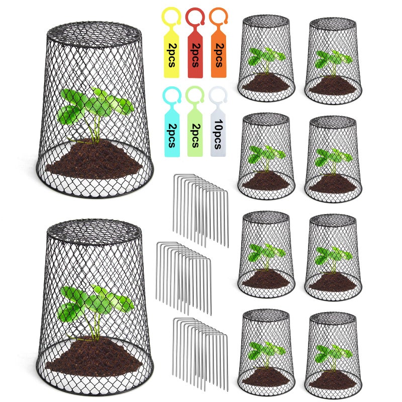 Doksving 10 Pcs 6.8"Ã—7.4" (Multiple Sizes/Quantities Available) Seedling Plant Protectors from Animals, Chicken Wire Plant Cage Garden Cloche to Protect Plants Vegetables from Rabbits Squirrels Chicken - Image 1