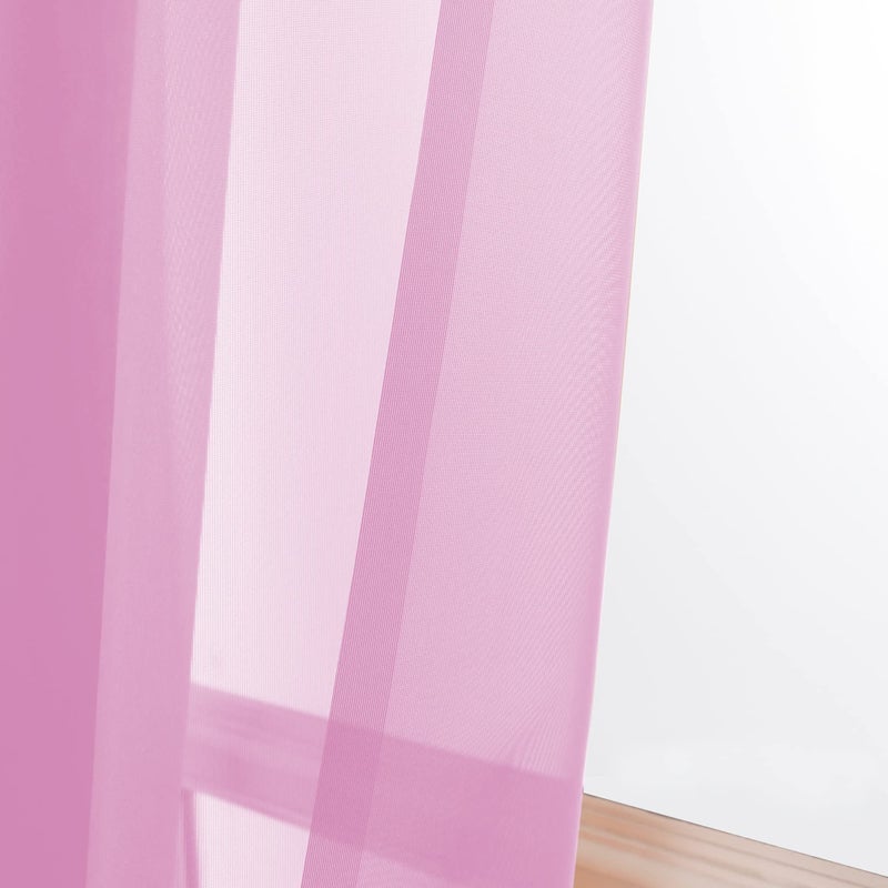 OWENIE Sheer Pink Curtains, Sheer Curtains 84 inch Length 2 Panels Set, Rod Pocket Voile Fimly Sheer Drapes for Living Room/Bedroom, 2pcs, Each 42" W x 84" L - Image 2