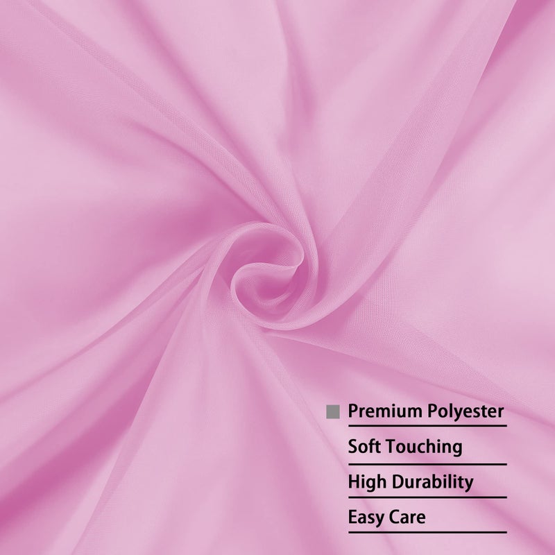 OWENIE Sheer Pink Curtains, Sheer Curtains 84 inch Length 2 Panels Set, Rod Pocket Voile Fimly Sheer Drapes for Living Room/Bedroom, 2pcs, Each 42" W x 84" L - Image 4