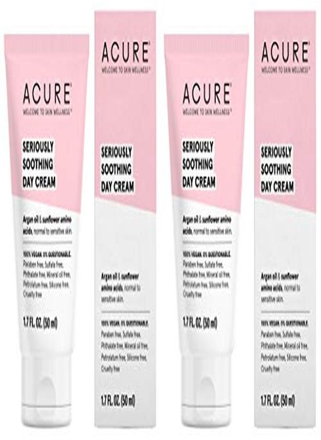 Acure Organics Seriously Soothing Day Cream (Pack Of 2) With Argan Oil And Sunflower Amino Acids, For Normal To Sensitive Skin, Includes Coconut, Acai, Rosehip, Chamomile And Rooibos, 1.7 Fl. Oz.  - Image 1