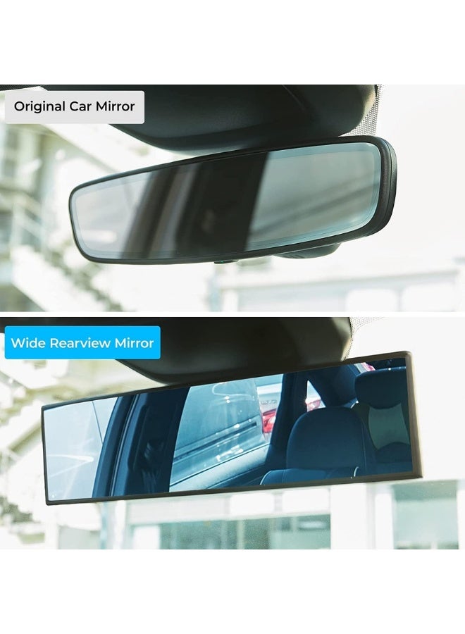 Chase Up Rear View Mirror, Universal 11.81 Inch Panoramic Convex Rearview Interior Clip-on Wide Angle Mirror to Reduce Blind Spot Effectively for Car SUV Trucks - Blue - Image 2