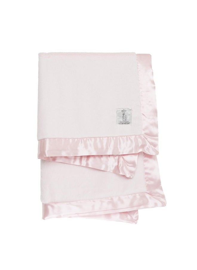 Little Giraffe Little Giraffe Baby Blanket - Luxe Soft Blanket with Satin Trim - Baby Stroller Blanket - Newborn Baby Essentials & Baby Gifts - 29x35" - Pink  - Image 1