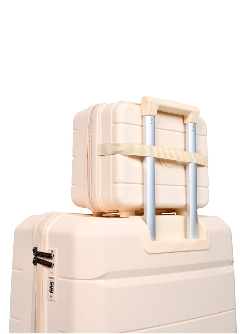 Morano Luggage Set Hardside Unbreakable Polypropylene Lightweight set of 4 Piece with Built-in TSA Lock Beige