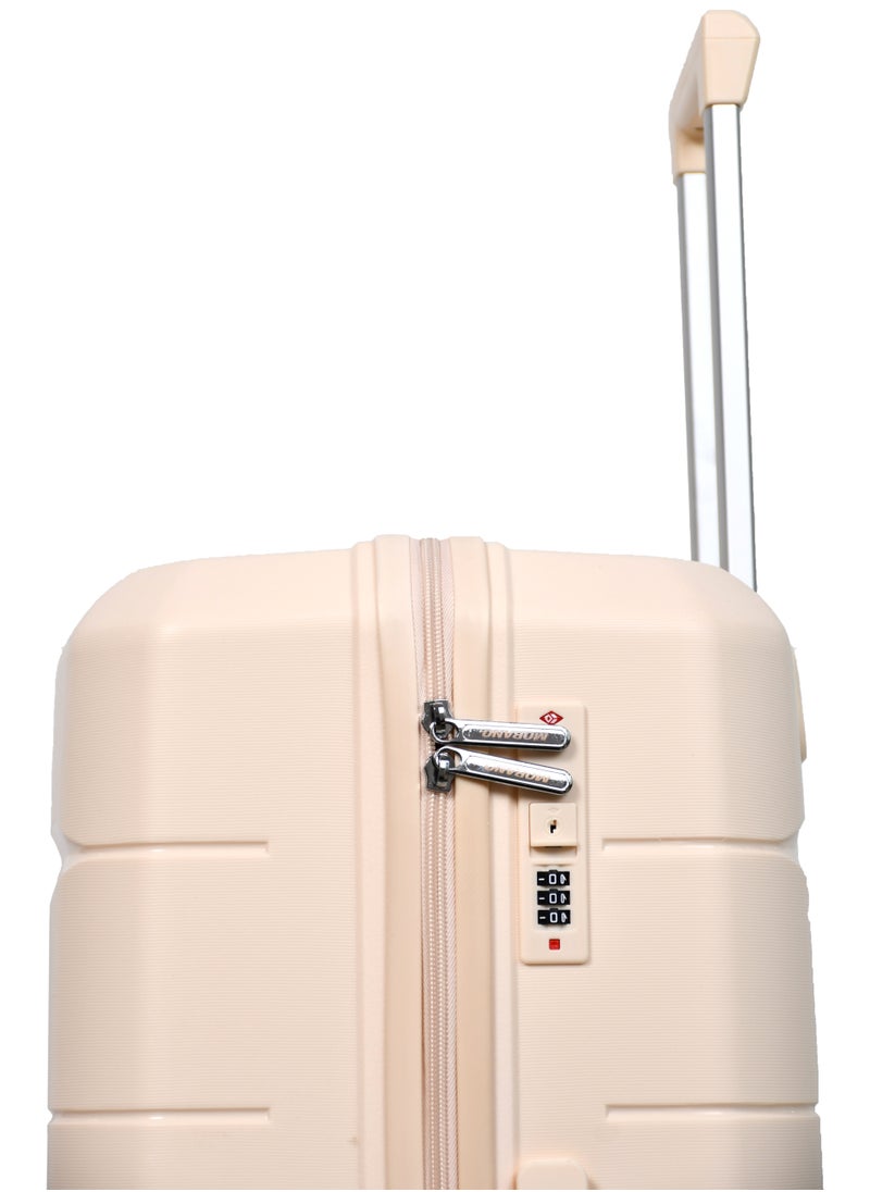 Morano Luggage Set Hardside Unbreakable Polypropylene Lightweight set of 4 Piece with Built-in TSA Lock Beige