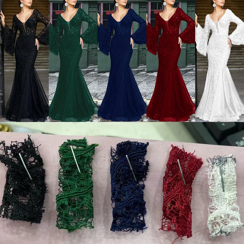 Summer Style Elegant And Slim Fishtail Long Banquet Dress Women'S Black Anchor Lace Evening Dress - Image 4