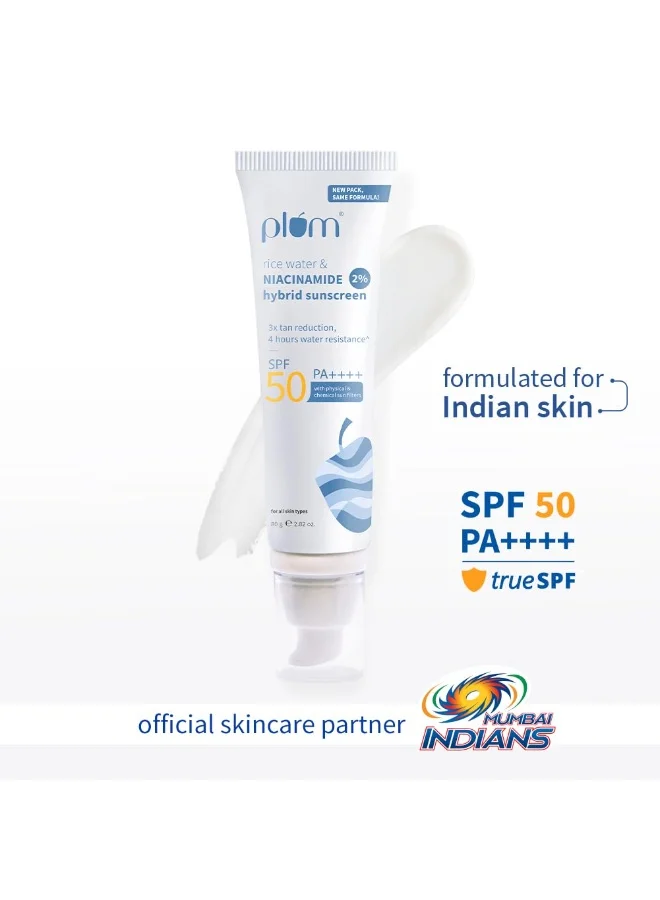 بلوم واقي شمس نياسيناميد ٢٪ بعامل حماية SPF ٥٠ PA++++ مع ماء الأرز | مقاومة للماء لمدة ٤ ساعات | يقلل من اسمرار البشرة ٣ مرات ويمنحها إشراقة | لا يترك طبقة بيضاء، خفيف الوزن، غير لزج | تم اختباره من قبل أطباء الجلدية | مناسب للنساء والرجال | نباتي ١٠٠٪ | ٨٠ غرام