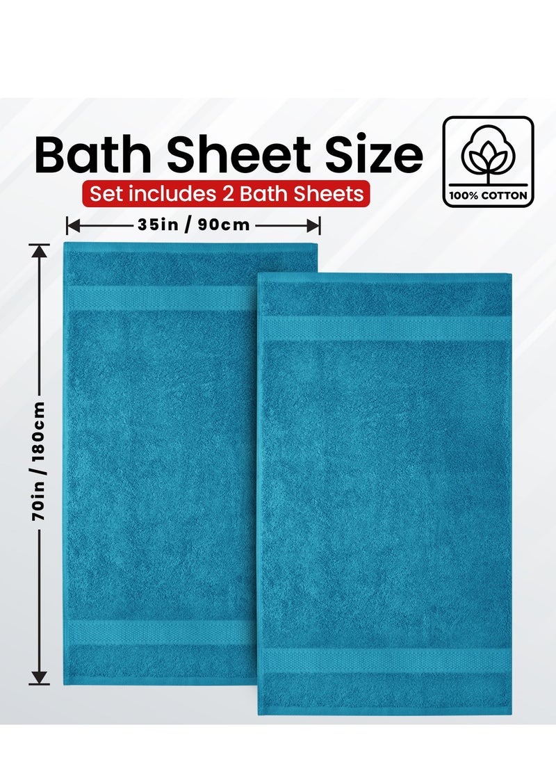 Infinitee Xclusives Premium Teal Bath Sheets – Pack of 2, 90cm x 180cm Large Bath Sheet Towel - 100% Cotton Ultra Soft and Absorbent Oversized Towels for Bathroom, Hotel & Spa Quality Towel by Infinitee Xclusives  - Image 2