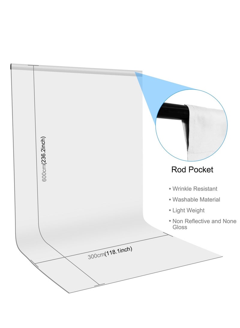 PULUZ 3X6m 10X20 Ft Solid Color Backdrop Photographic Background Washable Cloth Backdrop For Photo Studio Video Parties Curtain (White) - Image 2