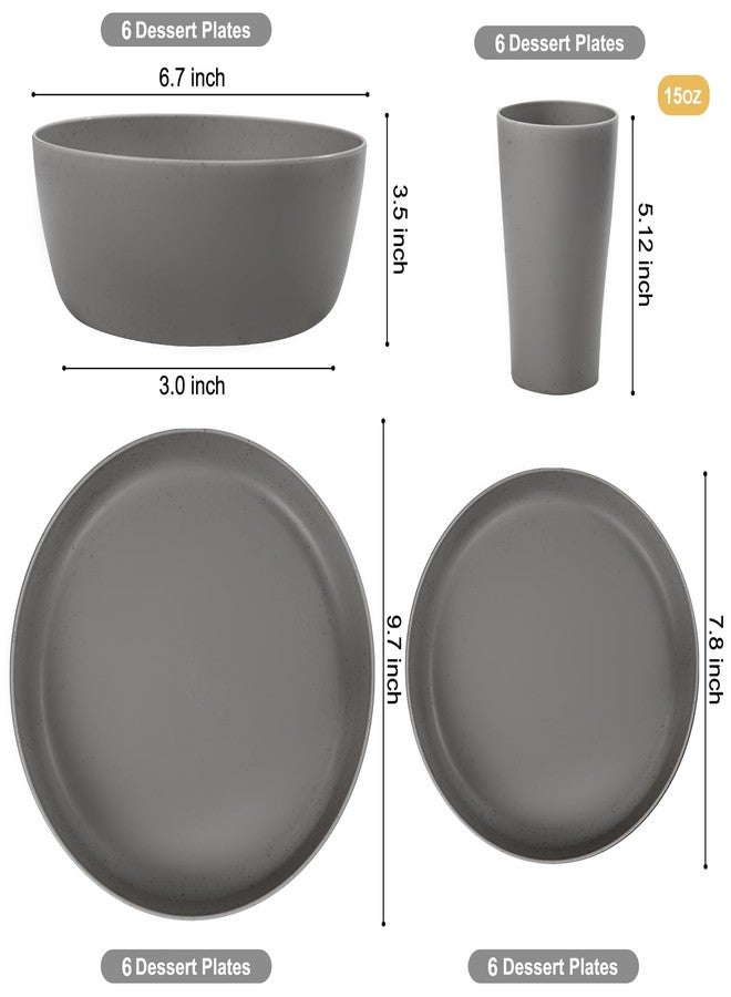 ejonirinjonir 24pcs Dark Grey Whrat Straw Dinnerware Set - Image 2