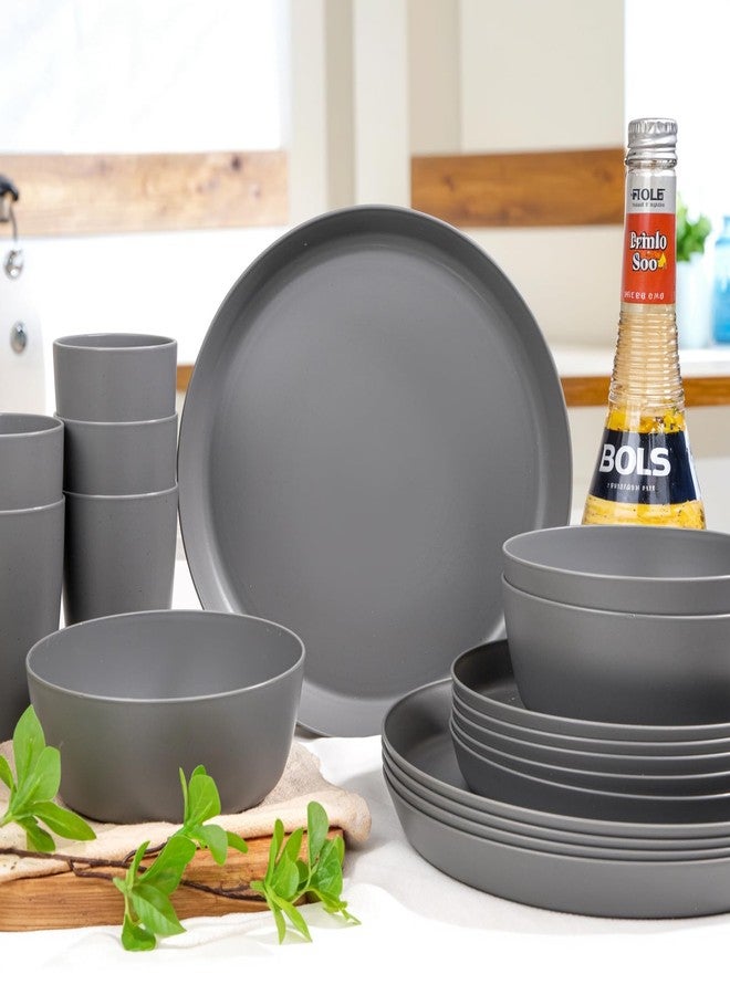 ejonirinjonir 24pcs Dark Grey Whrat Straw Dinnerware Set - Image 4