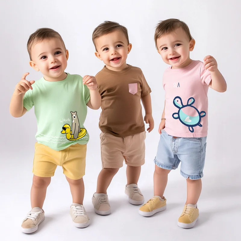 Nautinati Nautinati Boys' Pack of 3 Cotton Graphic Print T-shirt